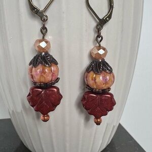 Handcrafted Sweetheart Pumpkin Dangle Earrings